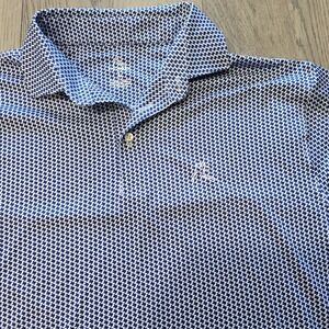 Rhoback Dont Mess with Texas Performance Golf Polo Shirt Blue White Mens Large